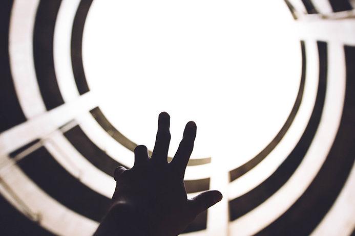 man reaching out for help