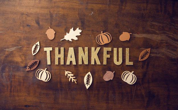 gratitude brown wood with thankful letters